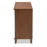 Baxton Studio Coolidge Modern and Contemporary Walnut Finished 8-Shelf Wood Shoe Storage Cabinet