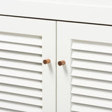 Baxton Studio Coolidge Modern and Contemporary Walnut Finished 11-Shelf Wood Shoe Storage Cabinet with Drawer