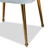 Baxton Studio Cinzia Glam and Luxe Light Blue Velvet Fabric Upholstered Gold Finished Seashell Shaped Accent Chair