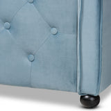 Baxton Studio Freda Transitional and Contemporary Light Blue Velvet Fabric Upholstered and Button Tufted Queen Size Daybed