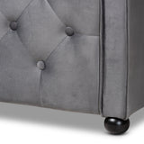 Baxton Studio Freda Transitional and Contemporary Grey Velvet Fabric Upholstered and Button Tufted Full Size Daybed