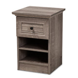 Dara Traditional Transitional Grey Brown Oak Finished 1-Drawer Wood Nightstand
