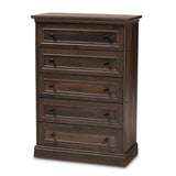 Nolan Traditional Transitional Hazel Walnut Brown Finished 5-Drawer Wood Chest