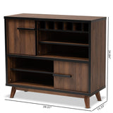Baxton Studio Margo Mid-Century Modern Two-Tone Walnut Brown and Black Finished Wood Wine Storage Cabinet