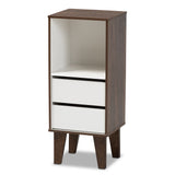 Senja Modern Contemporary Two-Tone White and Walnut Brown Finished Wood Shelf Bookcase