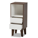 Baxton Studio Senja Modern and Contemporary Two-Tone White and Walnut Brown Finished Wood 2-Drawer Bookcase