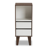 Baxton Studio Senja Modern and Contemporary Two-Tone White and Walnut Brown Finished Wood 2-Drawer Bookcase