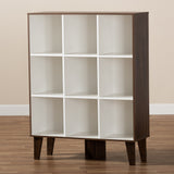Baxton Studio Senja Modern and Contemporary Two-Tone White and Walnut Brown Finished Wood 9-Shelf Bookcase