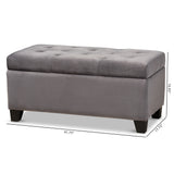 Baxton Studio Michaela Modern and Contemporary Grey Velvet Fabric Upholstered Storage Ottoman