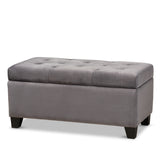 Baxton Studio Michaela Modern and Contemporary Grey Velvet Fabric Upholstered Storage Ottoman