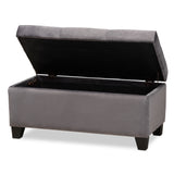 Baxton Studio Michaela Modern and Contemporary Grey Velvet Fabric Upholstered Storage Ottoman