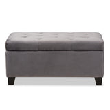 Baxton Studio Michaela Modern and Contemporary Grey Velvet Fabric Upholstered Storage Ottoman