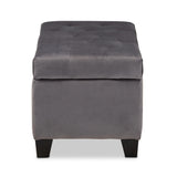 Baxton Studio Michaela Modern and Contemporary Grey Velvet Fabric Upholstered Storage Ottoman