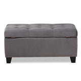 Baxton Studio Michaela Modern and Contemporary Grey Velvet Fabric Upholstered Storage Ottoman