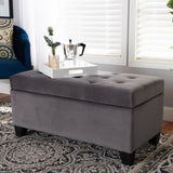 Baxton Studio Michaela Modern and Contemporary Grey Velvet Fabric Upholstered Storage Ottoman