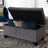 Baxton Studio Michaela Modern and Contemporary Grey Velvet Fabric Upholstered Storage Ottoman