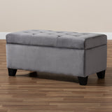 Baxton Studio Michaela Modern and Contemporary Grey Velvet Fabric Upholstered Storage Ottoman