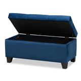 Baxton Studio Michaela Modern and Contemporary Navy Blue Velvet Fabric Upholstered Storage Ottoman