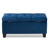 Baxton Studio Michaela Modern and Contemporary Navy Blue Velvet Fabric Upholstered Storage Ottoman