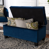 Baxton Studio Michaela Modern and Contemporary Navy Blue Velvet Fabric Upholstered Storage Ottoman