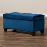 Baxton Studio Michaela Modern and Contemporary Navy Blue Velvet Fabric Upholstered Storage Ottoman