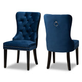 Baxton Studio Remy Modern Transitional Navy Blue Velvet Fabric Upholstered Espresso Finished 2-Piece Wood Dining Chair Set Set