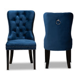 Baxton Studio Remy Modern Transitional Navy Blue Velvet Fabric Upholstered Espresso Finished 2-Piece Wood Dining Chair Set Set