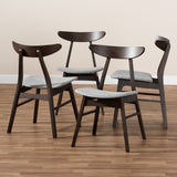 Baxton Studio Britte Mid-Century Modern Light Grey Fabric Upholstered Dark Oak Brown Finished 4-Piece Wood Dining Chair Set Set