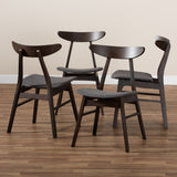 Baxton Studio Britte Mid-Century Modern Dark Grey Fabric Upholstered Dark Oak Brown Finished 4-Piece Wood Dining Chair Set Set