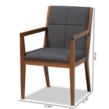 Baxton Studio Theresa Mid-Century Modern Dark Grey Fabric Upholstered and Walnut Brown Finished Wood Living Room Accent Chair