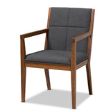 Baxton Studio Theresa Mid-Century Modern Dark Grey Fabric Upholstered and Walnut Brown Finished Wood Living Room Accent Chair