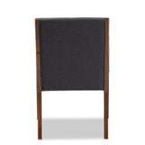 Baxton Studio Theresa Mid-Century Modern Dark Grey Fabric Upholstered and Walnut Brown Finished Wood Living Room Accent Chair