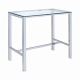 Contemporary Bar Table with Glass Top Chrome