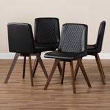 Baxton Studio Pernille Modern Transitional Black Faux Leather Upholstered Walnut Finished 4-Piece Wood Dining Chair Set Set