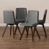 Baxton Studio Pernille Modern Transitional Grey Fabric Upholstered Walnut Finished 4-Piece Wood Dining Chair Set Set