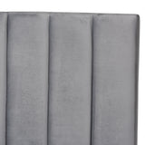 Baxton Studio Fiorenza Glam and Luxe Grey Velvet Fabric Upholstered King Size Panel Bed with Extra Wide Channel Tufted Headboard