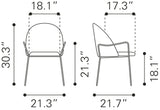 Zuo Modern Kurt 100% Polyurethane, Plywood, Steel Modern Commercial Grade Dining Chair Set - Set of 2 Gray, Brown 100% Polyurethane, Plywood, Steel