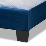 Baxton Studio Clare Glam and Luxe Navy Blue Velvet Fabric Upholstered Full Size Panel Bed with Channel Tufted Headboard