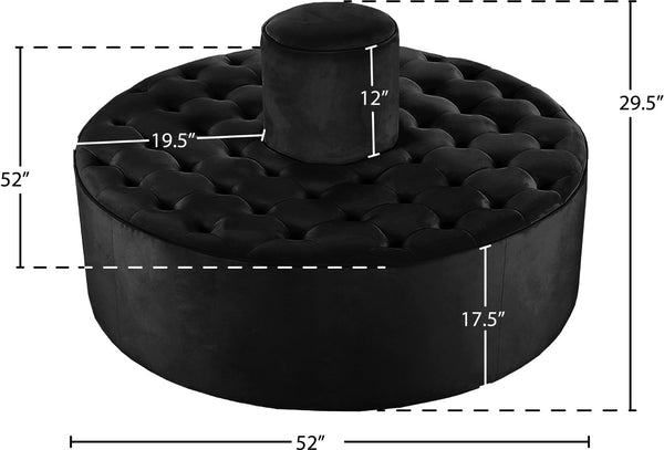 Banquet Velvet / Engineered Wood / Foam Contemporary Black Velvet Ottoman/Bench - 52" W x 52" D x 29.5" H