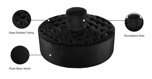 Banquet Velvet / Engineered Wood / Foam Contemporary Black Velvet Ottoman/Bench - 52" W x 52" D x 29.5" H