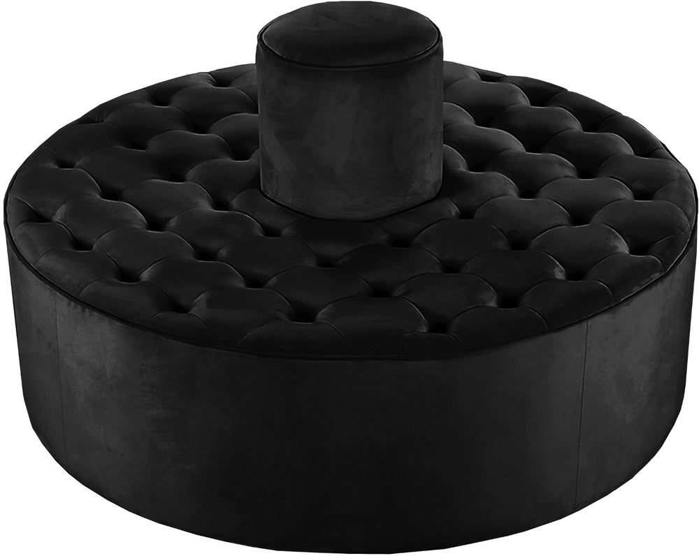 Banquet Velvet / Engineered Wood / Foam Contemporary Black Velvet Ottoman/Bench - 52" W x 52" D x 29.5" H