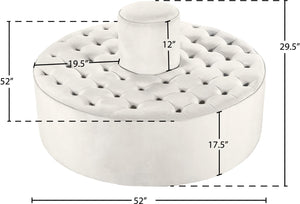 Banquet Velvet / Engineered Wood / Foam Contemporary Cream Velvet Ottoman/Bench - 52" W x 52" D x 29.5" H