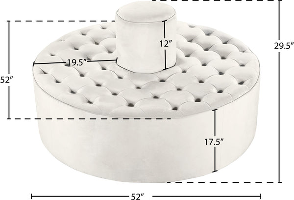 Banquet Velvet / Engineered Wood / Foam Contemporary Cream Velvet Ottoman/Bench - 52" W x 52" D x 29.5" H