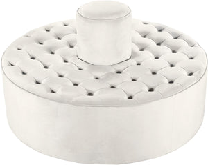 Banquet Velvet / Engineered Wood / Foam Contemporary Cream Velvet Ottoman/Bench - 52" W x 52" D x 29.5" H