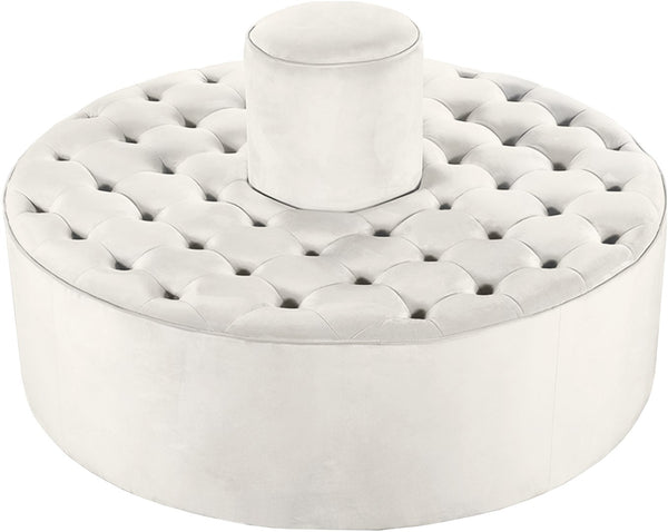 Banquet Velvet / Engineered Wood / Foam Contemporary Cream Velvet Ottoman/Bench - 52" W x 52" D x 29.5" H