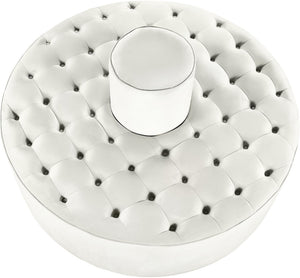 Banquet Velvet / Engineered Wood / Foam Contemporary Cream Velvet Ottoman/Bench - 52" W x 52" D x 29.5" H