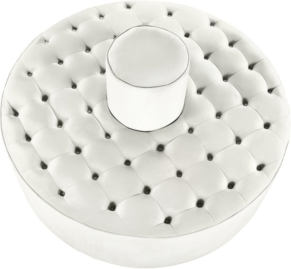 Banquet Velvet / Engineered Wood / Foam Contemporary Cream Velvet Ottoman/Bench - 52" W x 52" D x 29.5" H