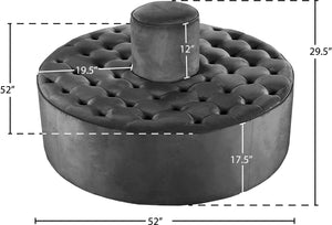 Banquet Velvet / Engineered Wood / Foam Contemporary Grey Velvet Ottoman/Bench - 52" W x 52" D x 29.5" H