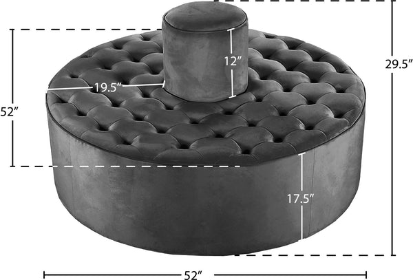 Banquet Velvet / Engineered Wood / Foam Contemporary Grey Velvet Ottoman/Bench - 52" W x 52" D x 29.5" H