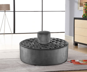 Banquet Velvet / Engineered Wood / Foam Contemporary Grey Velvet Ottoman/Bench - 52" W x 52" D x 29.5" H